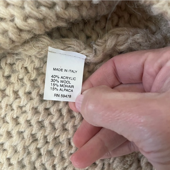 Berretti Knit Cardigan Sweater Italian Wool Mohair Beige Size Small - Picture 7 of 12